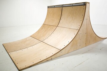 Skateboard Ramp Mockup Wooden Structure with Blank Decal Zones Isolated © Mh graphics