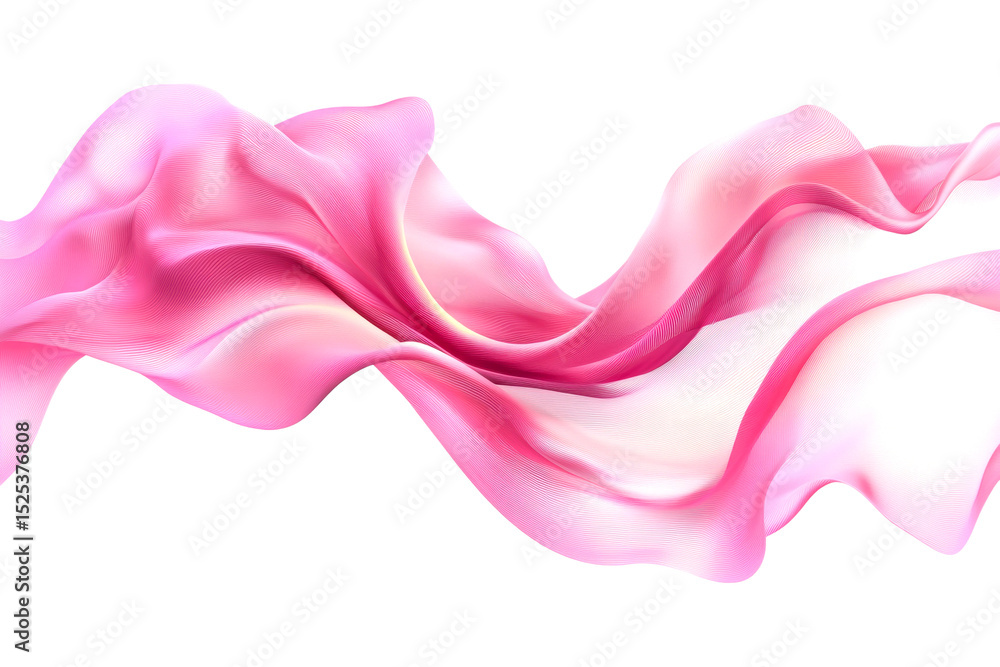 Poster flowing pink fabric waves abstract soft environment elegant viewpoint isolated on transparent backgr