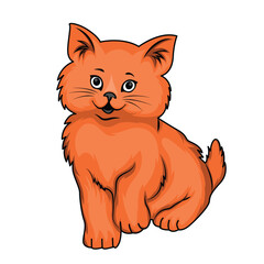 Cute orange cate sitting vector illustration