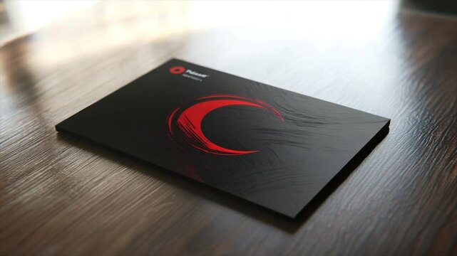 Modern business card, dark design with red accent