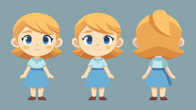 Character Turnaround – Front, Side, Back View Pose Sheet for Animation and Design Reference