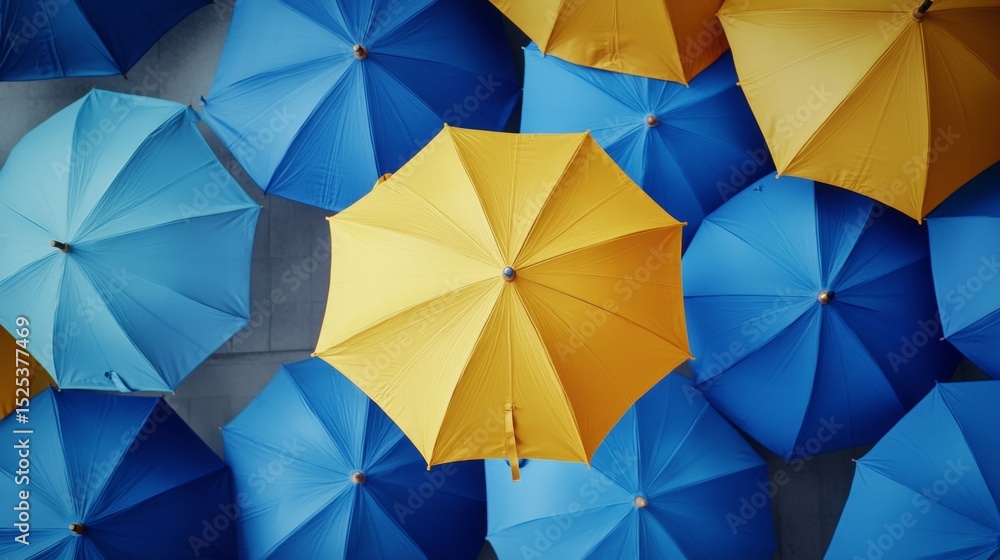 Poster a creative display of colorful, handmade umbrellas arranged in a pattern on the wall. the unique ins