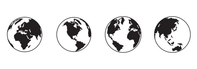 Globe icons set. Planet earth symbol collection. World planet earth icon line and flat style - stock vector.