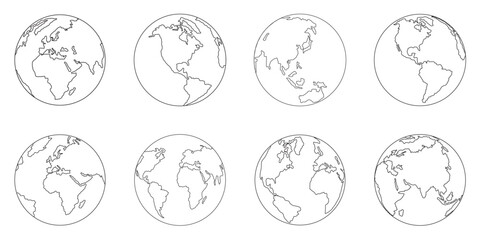 Globe icons set. Planet earth symbol collection. World planet earth icon line and flat style - stock vector.