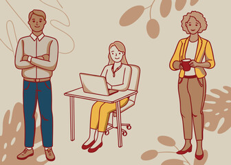 Office Worker Talking and Team Collaboration