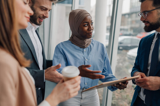 Business people discussing work in office during meeting