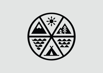 Black and White Nature Icons Set – Minimal Nature Logo and Symbol Collection