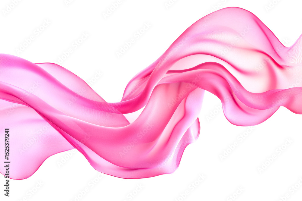Poster flowing pink silk fabric abstract art soft texture minimalistic elegant viewpoint isolated on transp