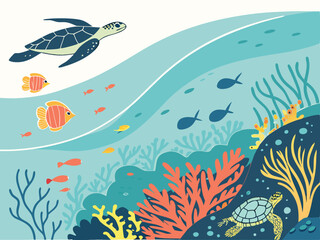 Coral Reef Underwater Scene with Fish – Ocean Illustration