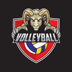 volleyball club logo ram vector illustration design