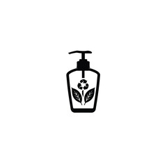 Silhouette of a soap dispenser with eco-friendly elements, minimal