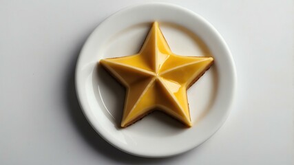 Obraz premium star shaped sweet custard on white plate, centered and detailed