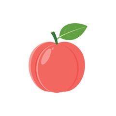 Vibrant Peach Illustration with Leaf , Minimalist Fruit Art for Design.