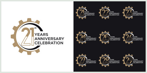 anniversary set th logotype vector with brown and white color for special celebration day