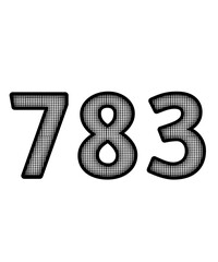 Black and white color numbers 783
