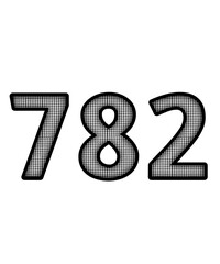 Black and white color numbers 782