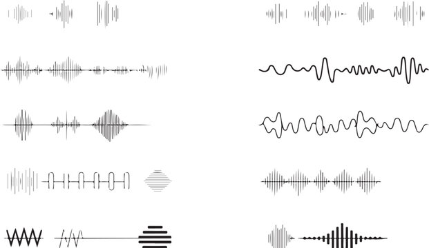 Dynamic vector waveforms in bold and thin styles for sound visualization, music interfaces, and digital signal representation