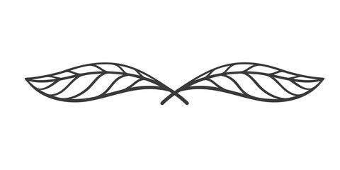 Minimalist leaf divider in vintage style. Decorative, symmetrical vector illustration for aesthetic invitations, cards, nature-themed designs, or botanical templates.