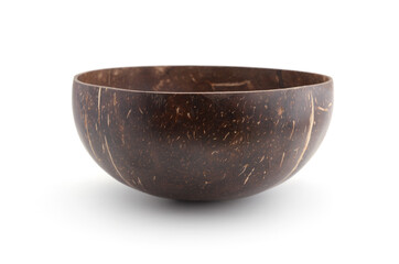 Coconut bowl isolated on white.