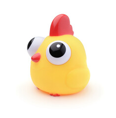 Toy chicken isolated on white.