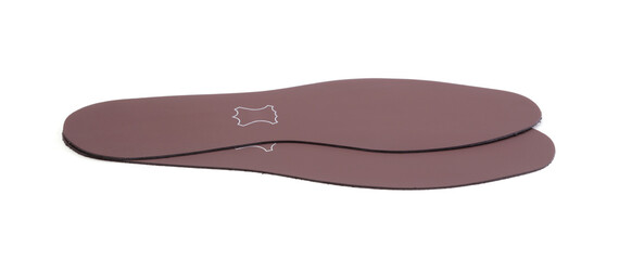 Leather shoe insoles isolated on white.