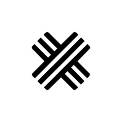 Clean minimalist vector of an X-shaped bandage symbolizing wound care and healing.


