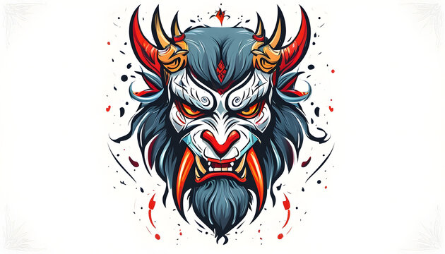 Japanese Demon Mask Illustration