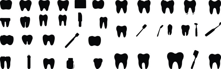 Dental Vecktor set Black Silhouette 