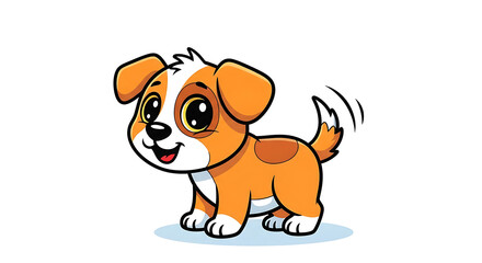 Adorable Cartoon Puppy Illustration Happy Dog with Big Eyes