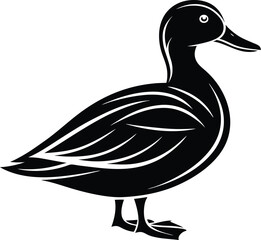 Duck line art, bird silhouette vector, minimal animal icon, waterfowl outline design, simple nature graphic