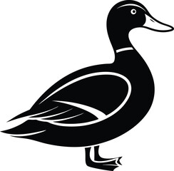 Duck line art, bird silhouette vector, minimal animal icon, waterfowl outline design, simple nature graphic