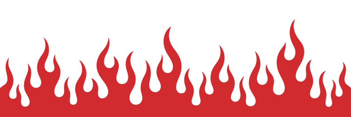 Vibrant Red Flames Border Design on White Background Perfect for Graphic Elements and Creative Projects with a Fiery and Energetic Visual Appeal red