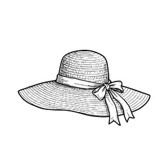 Elegant straw hat with ribbon for summer fashion and sun protection illustration