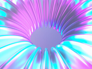 幻想的な光に照らされた円形に並んだレンズのフォトリアル3Dイラスト