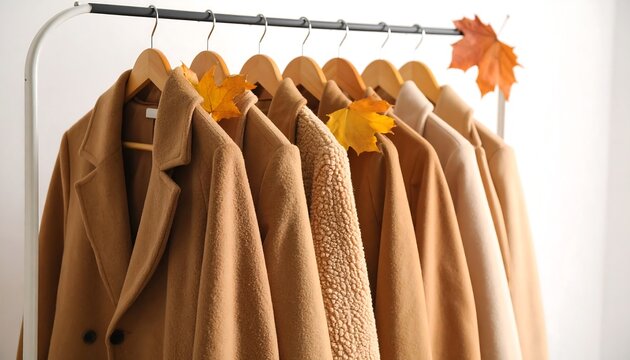 Autumn coats on a rack