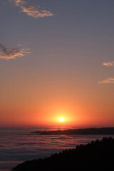 Sunset over the clouds