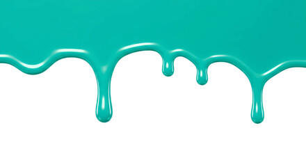turquoise green paint melting down isolated on transparent background