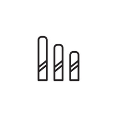 An outline icon displaying three rounded, vertical bars of decreasing height, symbolizing signal strength, data volume, or hierarchical ranking.