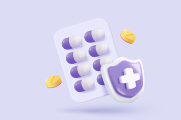 3d pharmacy drug for health pharmaceutical icon signs. cardiology of first aid and health care concepts. Medical symbol of emergency help with clinical. 3d heal medic icon vector render illustration