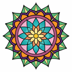 Colorful Stained Glass Mandala – Vector on White