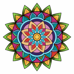Colorful Stained Glass Mandala – Vector on White
