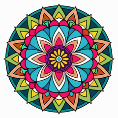 Colorful Stained Glass Mandala – Vector on White