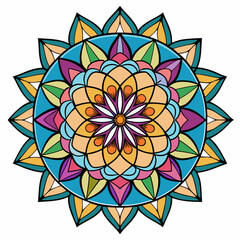 Colorful Stained Glass Mandala – Vector on White