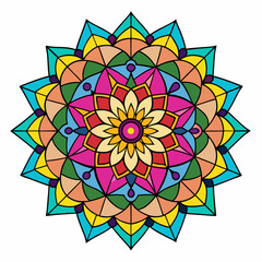Colorful Stained Glass Mandala – Vector on White