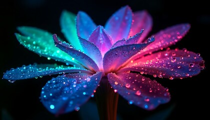 Fototapeta premium Colorful flower petals with water drops macro photography close up vibrant beauty bloom flora