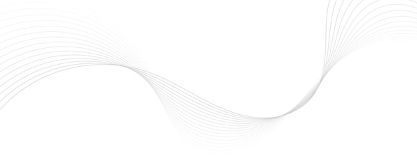 Abstract white and gray background. Abstract linear flowing particles future technology concept abstract wave curve lines banner.  