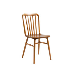 individual narrow slatted back chair on transparent background, in a minimalist style, with simple lines, no shadow, pure lighting, high resolution