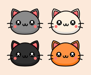 Cute Cat Head Illustration Design