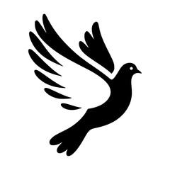 Obraz premium Dove in flight, peace symbol, black and white, minimalist design