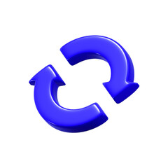 3d blue circle refreshing arrow isolated on transparent background